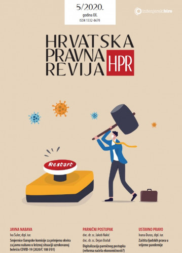 Hrvatska pravna revija  : časopis za promicanje pravne teorije i prakse : 20, 5(2020)  / glavni urednik Alen Bijelić.