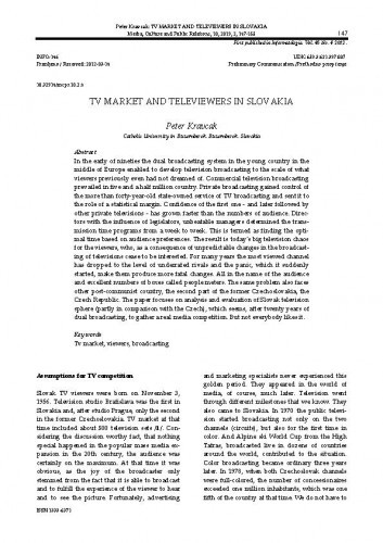 Tv market and televiewers in Slovakia / Peter Kravcak.