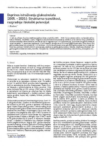 Doprinos istraživanju glukozinolata (2005.- 2020.) : strukturna raznolikost, razgradnja i biološki potencijal / Ivica Blažević.