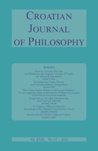Croatian journal of philosophy : 23,67(2023)  / glavni urednik Nenad Miščević