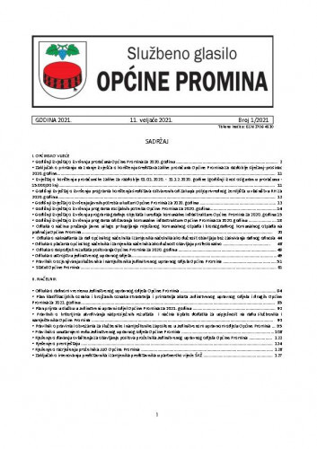 Službeno glasilo Općine Promina : 1(2021) / Jelena Lojić Pokrovac, glavna i odgovorna urednica.