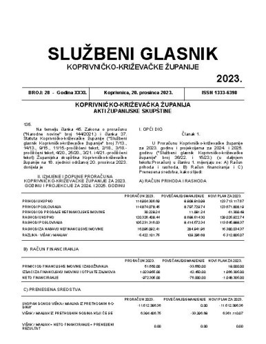Službeni glasnik Koprivničko-križevačke županije : 31,28 (2023)  / glavni i odgovorni urednik Ljubica Belobrk Flamaceta.