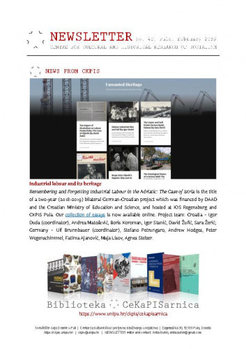 Newsletter : 40(2020) / Centre for Cultural and Historical Research of Socialism = Centar za kultorološka i povijesna istraživanja socijalizma ; editor Anita Buhin.