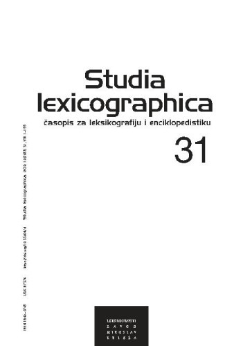 Studia lexicographica : 16,31(2022)  / glavni i odgovorni urednik, editor-in-chief Damir Boras.