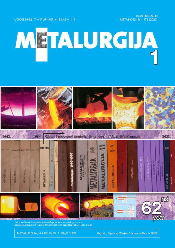 Metalurgija  : časopis za teoriju i praksu u metalurgiji = Metallurgy : [journal for theory and practice in metallurgy] : 62,1(2023) / glavni i odgovorni urednik Ilija Mamuzić.