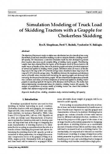Simulation modeling of truck load of skidding tractors with a grapple for chokerless skidding / Ilya Romanovich Shegelman, Pavel Vladimirovich Budnik, Vyacheslav Nikolayevich Baklagin.