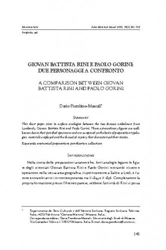 Giovan Battista Rini e Paolo Gorini : due personaggi a confronto / Dario Piombino-Mascali.
