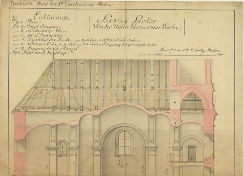 Plan und Profil von der Neuen Garnisons Kirche   / Ivan Kitzmandl.