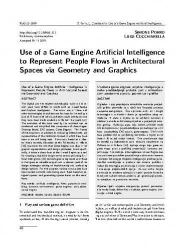 Use of a game engine artificial intelligence to represent people flows in architectural spaces via geometry and graphics / Simone Porro, Luigi Cocchiarella.