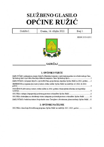 Službeno glasilo Općine Ružić : 1,1(2022) / glavni urednik Katarina Drezga.