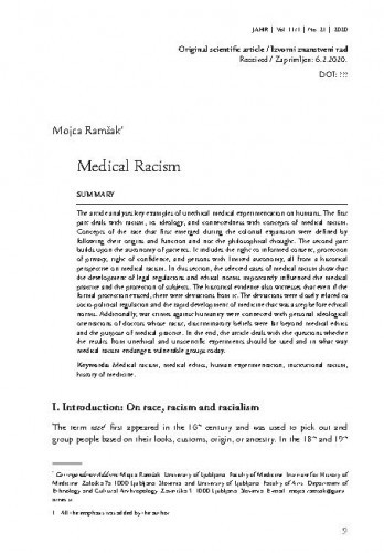Medical racism / Mojca Ramšak.