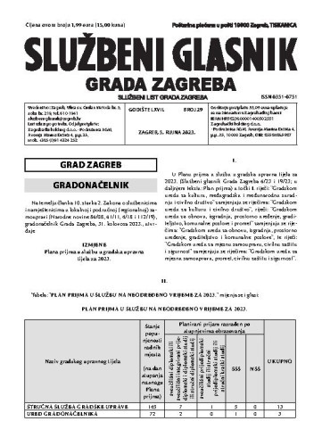 Službeni glasnik grada Zagreba : 67,29(2023)  / glavna urednica Mirjana Lichtner Kristić.