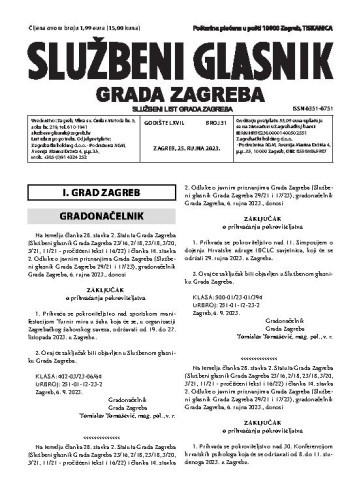 Službeni glasnik grada Zagreba : 67,31(2023)  / glavna urednica Mirjana Lichtner Kristić.