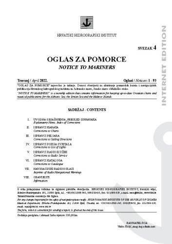 Oglas za pomorce : 4(2022) /  glavni urednik Vinka Kolić.