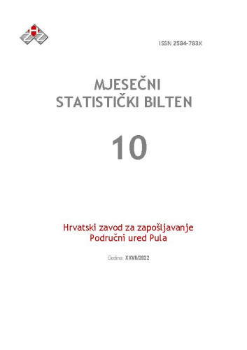 Mjesečni statistički bilten : 27,10(2022) /  Hrvatski zavod za zapošljavanje, Područni ured Pula ; urednica Tanja Lorencin Matić.