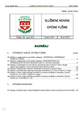 Službene novine : 5(2021) / glavni urednik Kristina Piršić.