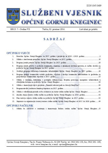Službeni vjesnik Općine Gornji Kneginec : 7,7(2016)  / glavni urednik Mario Levatić.