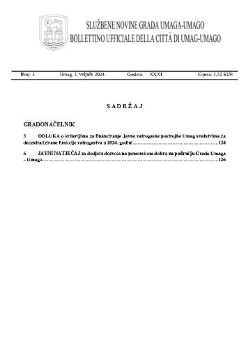 Službene novine grada Umaga  : Gazzetta ufficiale della città di Umago : 31,3(2024)