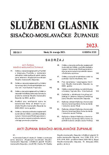 Službeni glasnik Sisačko-moslavačke županije : 30,5(2023)  / glavni i odgovorni urednik Branka Šimanović.
