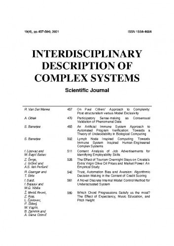 Interdisciplinary description of complex systems : 19,4(2021) / Josip Stepanić editor-in-chief.