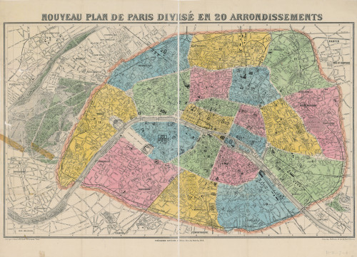 Nouveau plan de Paris divisé en 20 arrondissements.