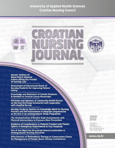 Croatian nursing journal : 1,1(2017) / glavna urednica, editor in chief Snježana Čukljek.