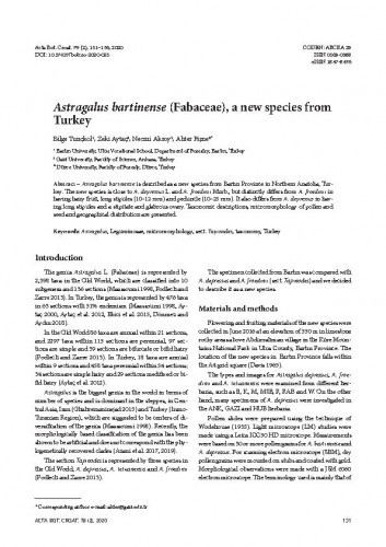 Astragalus bartinense (Fabaceae), a new species from Turkey / Bilge Tunçkol, Zeki Aytaç, Necmi Aksoy, Ahter Fişne.