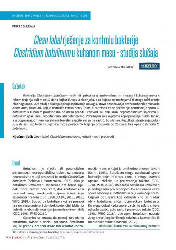 Clean label rješenje za kontrolu bakterije Clostridium botulinum u kuhanom mesu   : studija slučaja  / Matthew McCusker.