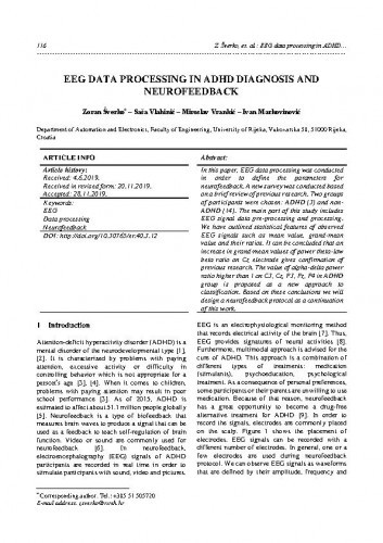 EEG data processing in ADHD diagnosis and neurofeedback / Zoran Šverko, Saša Vlahinić, Miroslav Vrankić, Ivan Markovinović.