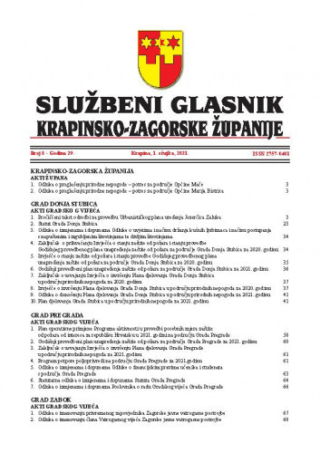 Službeni glasnik Krapinsko-zagorske županije : 29,8(2021) / Dubravka Sinković, glavni i odgovorni urednik.
