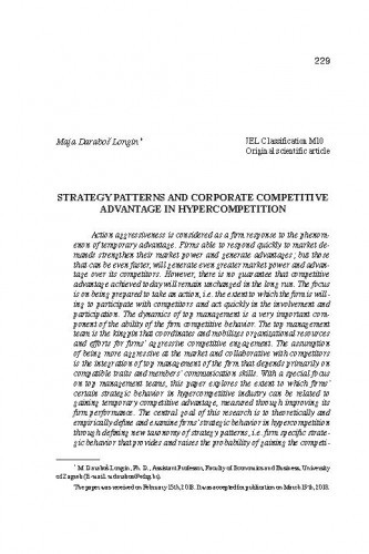 Strategy patterns and corporate competitive advantage in hypercompetition /Maja Daraboš Longin.