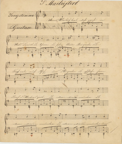 S' Mailüfterl / Musik von J. Kreipl ; Gedicht von ... Klesheim ; für die Begleitung von Guitare eingerichtet von Franz Xav. Koch.