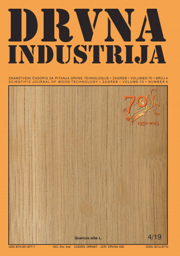 Drvna industrija : znanstveni časopis za pitanja drvne tehnologije : 70,4(2019) / glavni i odgovorni urednik Ružica Beljo-Lučić.