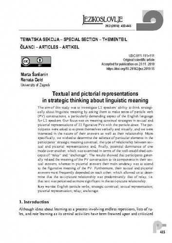 Textual and pictorial representations in strategic thinking about linguistic meaning / Marta Šarčanin, Renata Geld.