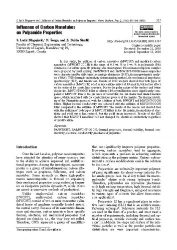 Influence of carbon nanotubes on polyamide properties / Sanja Lučić Blagojević, Nicol Šorgo, Zrinka Buhin Šturlić.