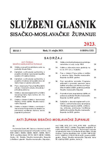 Službeni glasnik Sisačko-moslavačke županije : 30,3(2023)  / glavni i odgovorni urednik Branka Šimanović.