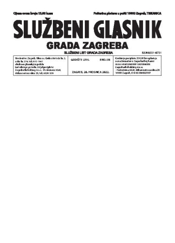 Službeni glasnik grada Zagreba : 66,38(2022)  / glavna urednica Mirjana Lichtner Kristić.