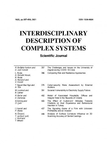Interdisciplinary description of complex systems : 19,3(2021) / Josip Stepanić editor-in-chief.