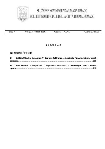 Službene novine grada Umaga  : Gazzetta ufficiale della città di Umago : 31,7(2024)