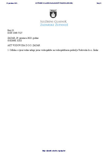 Službeni glasnik Zadarske županije : 30,21(2023)