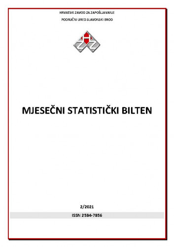 Mjesečni statistički bilten : 2(2021)   / Hrvatski zavod za zapošljavanje, Područni ured Slavonski Brod ; uredništvo Tihana Garić.