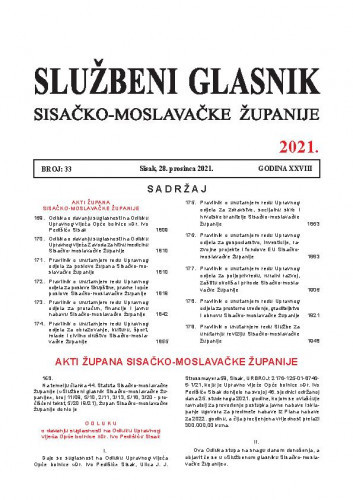 Službeni glasnik Sisačko-moslavačke županije : 28,33(2021) / glavni i odgovorni urednik Branka Šimanović.