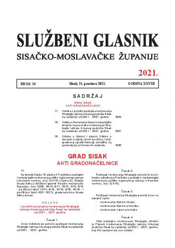 Službeni glasnik Sisačko-moslavačke županije : 28,34(2021) / glavni i odgovorni urednik Branka Šimanović.