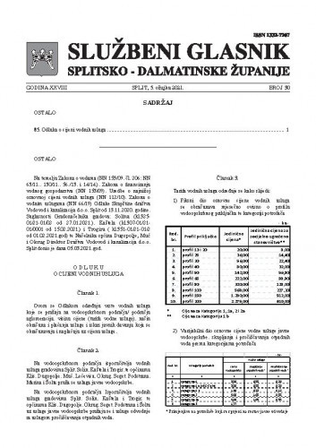 Službeni glasnik Županije splitsko-dalmatinske : 28, 30(2021) /