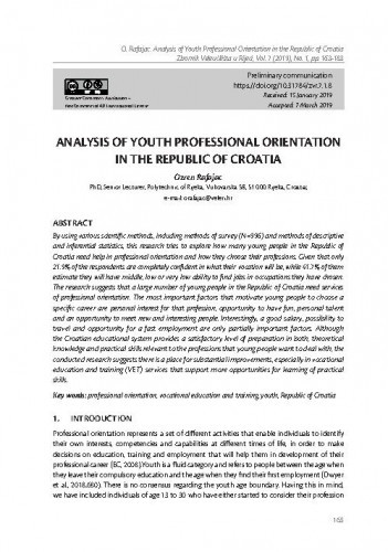 Analysis of youth professional orientation in the Republic of Croatia / Ozren Rafajac.