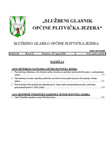 Službeni glasnik Općine Plitvička Jezera : službeno glasilo Općine Plitvička Jezera : 2,6(2020) / glavni i odgovorni urednik Marija Vlašić.