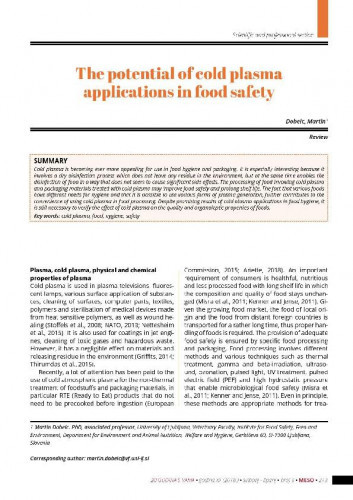 The potential of cold plasma applications in food safety   / Martin Dobeic.