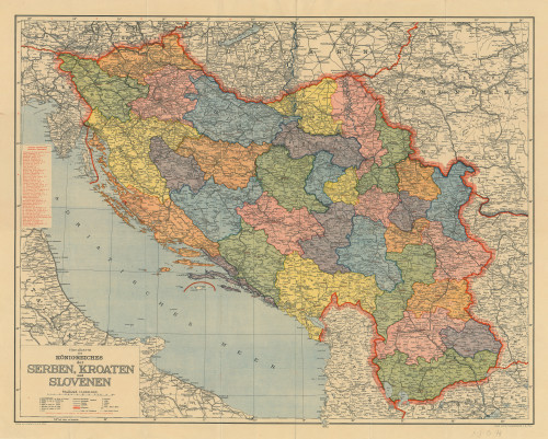 Handkarte des Königreiches der Serben, Kroaten und Slovenen.