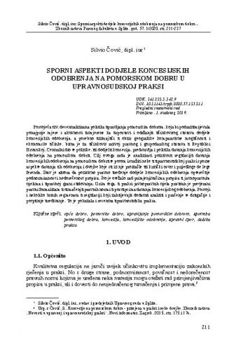 Sporni aspekti dodjele koncesijskih odobrenja na pomorskom dobru u upravnosudskoj praksi / Silvio Čović.