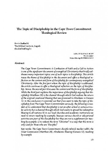 The topic of discipleship in the Cape Town Commitment : theological review / Ervin Budiselić.